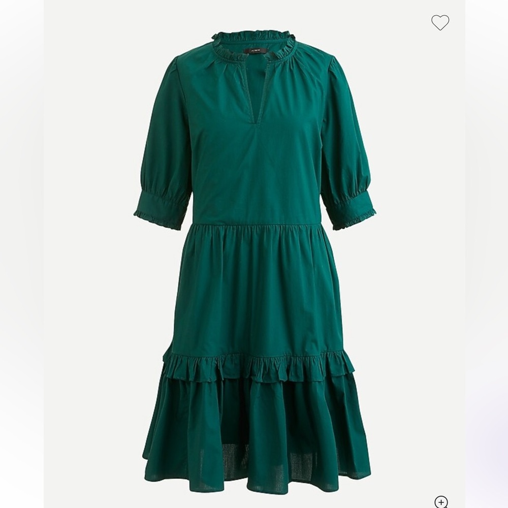 J. Crew Green Ruffle Dress